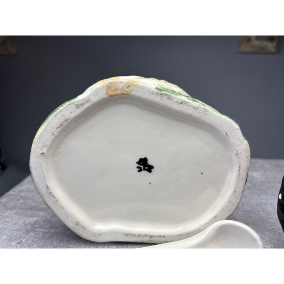 Turkey Gravy Boat with Lid & Spoon Ceramic Vintage - Picture 4 of 16